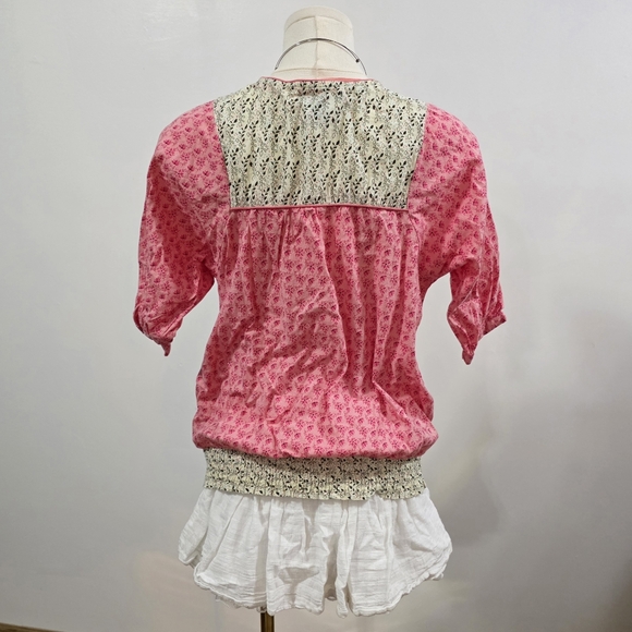 MNG casual sportswear vintage pink floral colorful blouse with buttons and pocke - Picture 4 of 5